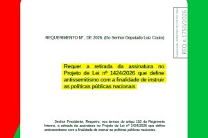 Luiz Couto revê posição, retira assinatura de PL e reafirma defesa da paz e dos direitos humanos